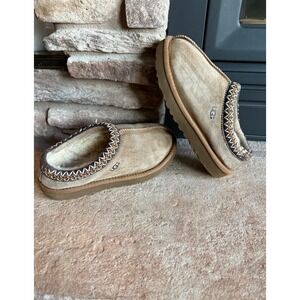 UGG Tasman Suede Slippers Chestnut Brown Tan Slip On Mules Clogs  *FlawedBeach